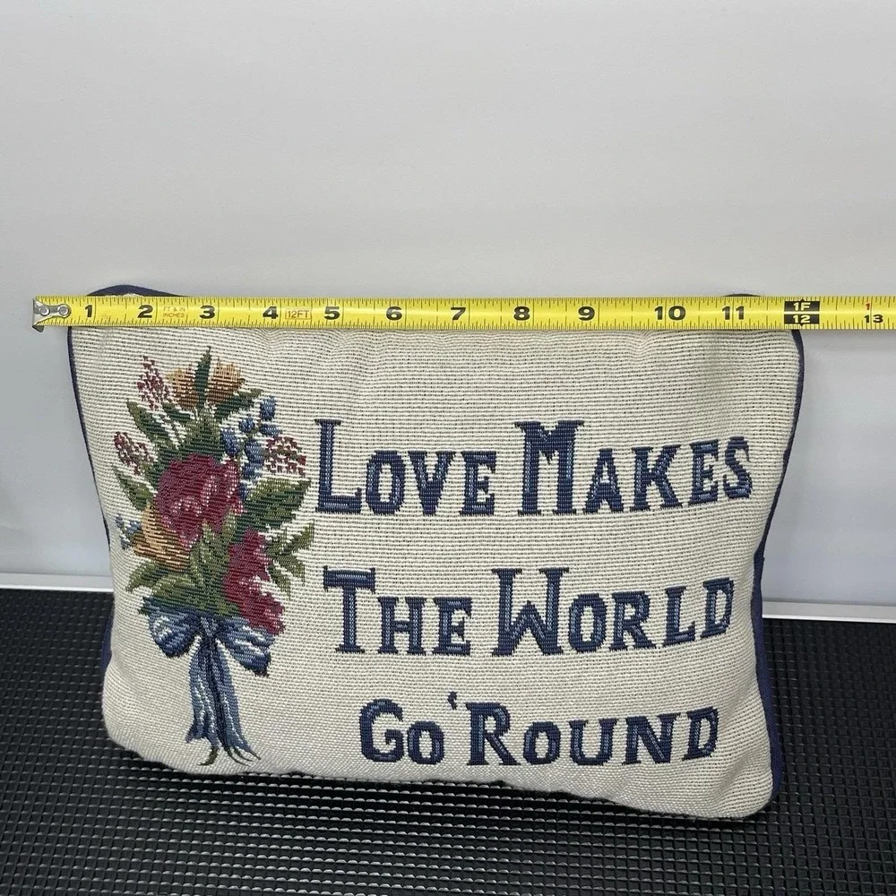 Vintage 1980s Tapestry Decorative Throw Pillow‎ & Door Hanger Set 3 Cottage Core